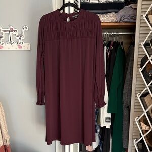 Adrianna Papell Deep Burgundy Long Sleeve Dress